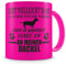 Samunshi® Ich denke an meinen Dackel Tasse Kaffeetasse Teetasse Kaffeepott Kaffeebecher Becher H:95mm/D:82mm neon pink