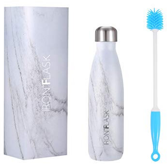 Stainless Steel Water Bottle - Vacuum Insulated Metal Flask - Hot 12hrs & Cold 24hrs Drinks - Double Walled Leakproof - Sports Gym Travel Kids