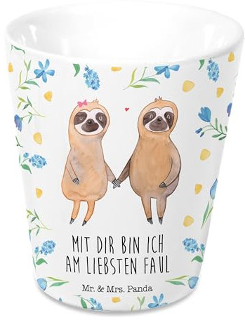 Mr. & Mrs. Panda Blumentopf Faultier Pärchen - Geschenk, verliebt, Faultier Deko, Liebe, Kräutertopf, Pflanztopf, Faultierliebe, Keramiktopf,