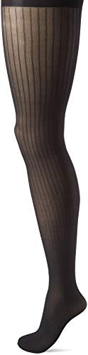 Hanes Script Women's Fashion Pinstripe Compression Tights for Leg Support, Control Top, Sheer Toe, Black, Size 2 X Large (Pack of 1)