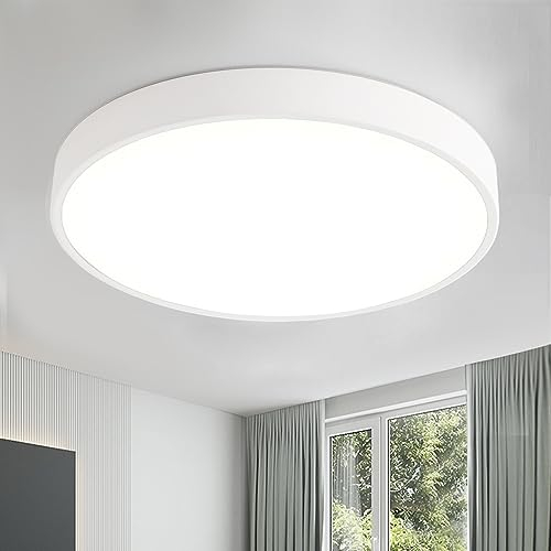 Style home 12W Deckenleuchte LED Deckenlampe aus Metall,Ø23x5cm Warmweiß 3000K, moderne runde Leuchte für Küche Flur Diele(Weiß)