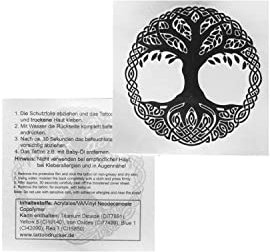 1 x Keltischer Lebensbaum Tattoo - Mystische Schutzsymbol in schwarz - Temporary Body Tattoo (1)
