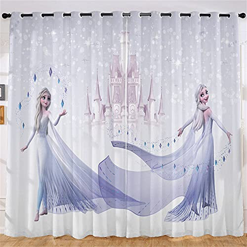 Fgolphd Anime Verdunkelungsvorhang-Set, Anna Und ELSA Olaf 3D-Druck Vorhänge Für Kinderzimmer Blickdicht Für Dekoration Wohnzimmer Schlafzimmer (100×140(BxH),12)