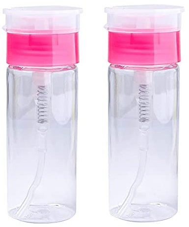 2pcs 100ml Nail Polish Remover Pump Dispenser Push Down Cleanser Bottle Nail Polish Remover Liquid Container for Makeup Remover Nail Art, BK-10N68
