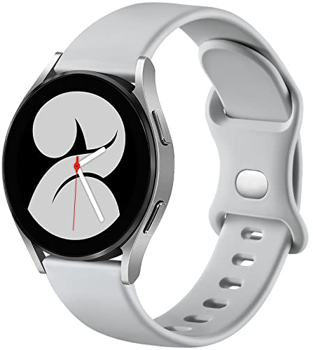 Mastten Bracelet en Silicone Compatible avec Samsung Galaxy Watch Active 2 40mm/44mm, 20mm Sport Bracelet à Boucle Double Trou pour Galaxy Watch 4/Watch 4 Classic/Watch3 41mm/Watch 42mm, S Gris
