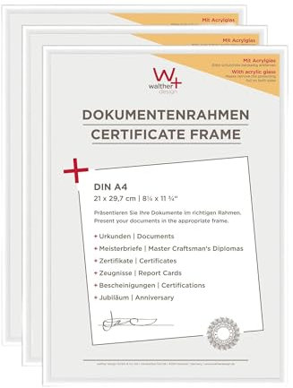 walther design Bilderrahmen weiss 21 x 29,7 cm (DIN A4) mit Kunstglas 3er Pack, New Lifestyle Kunststoffrahmen KVX130W3