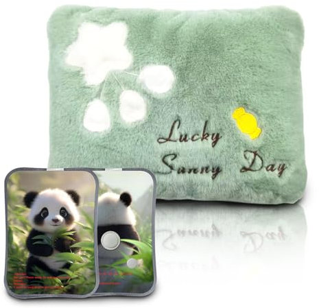 Bouillotte électrique avec doublure en peluche douce, coussin amovible et lavable, 500 W ; Chauffe-mains et pieds ; Idéal pour réduire les douleurs musculaires, dorsales et menstruelles