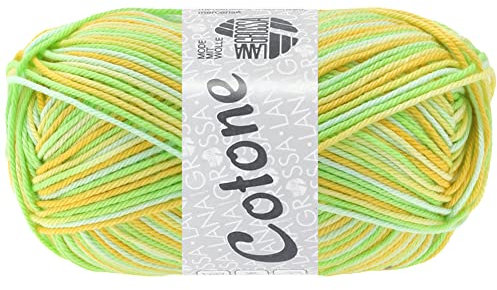 LANA GROSSA Cotone Print | Baumwollbasicgarn | Handstrickgarn aus 100% Baumwolle | 50g Wolle zum Stricken & Häkeln | 125m Garn FB 349