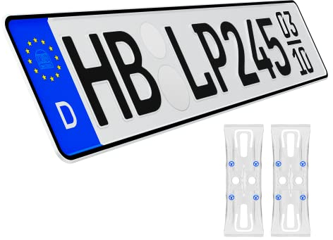 L & P Car Design KFZ-Kennzeichen Auto Nummernschild inkl. rahmenlose Kennzeichenhalter transparent DIN Autokennzeichen 520mm x 110mm Fahrradträger Anhänger LKW Autoschild (02 Saison)