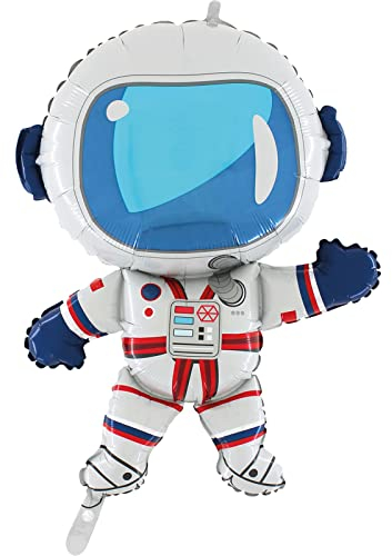 XL Folienballon * ASTRONAUT * als Deko für Kindergeburtstag und Weltraum-Party | 91cm | für Luft und Helium | Space Kosmonaut Weltall Kinder Geburtstag Ballon Dekoration Folienballons