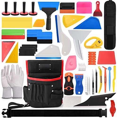 NEWISHTOOL Vinyl Wrap Tool Fenster Tönungsfolie Applikationsset inkl. Wickelwerkzeugtasche, Armbandtasche, Vinyl-Magnete, PPF Rakel für Auto Wrapping, Auto Glasfolie & Lackschutzfolie Installation