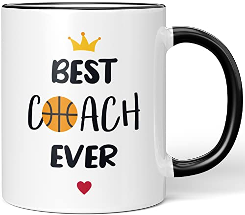 JUNIWORDS Tasse, Best Basketball Coach Ever, Schwarz, Keramik, Tasse, Rund, 330 ml