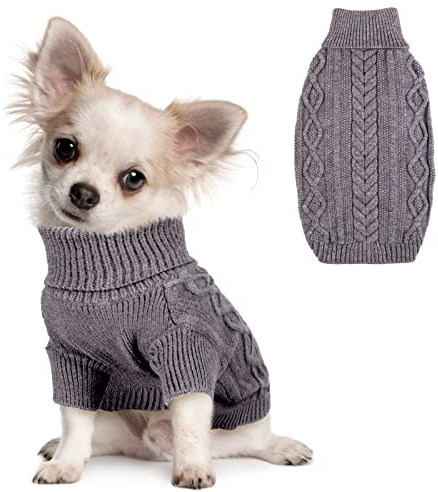 Hjumarayan Katzenpullover - Katzen Pullover Winter Hunde Pullover, Warm Hundepullover mit Geschirrloch, Schöner Katzenpulli mit Beinen, Pulli für Katzen Kleine Hunde (Grau S)