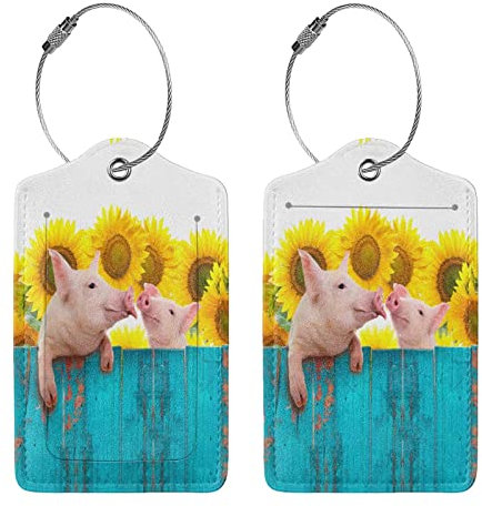 Buyidec Lot de 2 étiquettes de bagage 3D en cuir avec porte-nom LoopName pour valises, hommes, garçons, filles, enfants