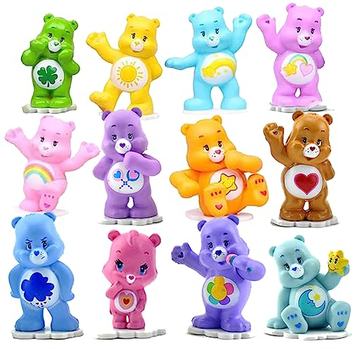 Miotlsy Glücksbärchi-Mini Figuren Set, 12pcs Regenbogenbär Kuchendeko Kleiner Niedlichen Harz Bär Doll dekoration,Mini Figuren,Kuchen Ornament, Party Dekoration Cake Topper (Farbe zufällig)
