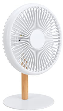 Gingko Beyond Detachable Desk Ultra quiet Desk Fan/Light, Remote Control or button, 3 cool wind speed, USB-C charging, hanging fan and light with premium wooden stand (Cream White)