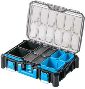 Högert Technik - Hoher Koffer-Organizer HTM, 5 Funktionelle Tassen, Metallscharniere, Resistent Gegen Beschädigungen, Schutz vor Nässe und Staub, Modularer Aufbau - HT7G508