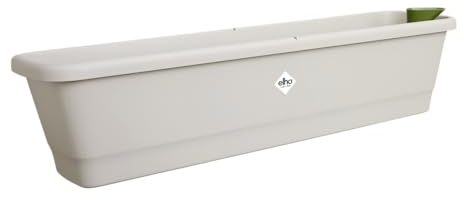 Elho Noa Balcony Trough XL - Jardinera para Balcón - con depósito de Agua - Fabricada en plástico 100% Reciclado - Gris/Warm Grey