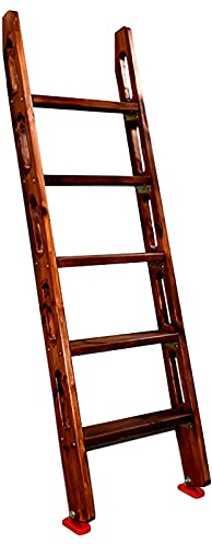 Bettleiter Braune Hakenleiter für Zwei Einzelbetten, Etagenbettleitern aus Holz mit Griff und rutschfesten Gummipolstern, 44 cm breite Treppe für Hochbett-Hochbett-Midi-Schlafzimmer-Biblioth