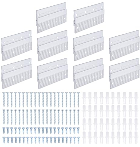sourcing map Französische Bildaufhängung mit Z-Profil, 6 Zoll, 10 Paare aus Aluminium, unterstützt bis zu 60 lbs, ineinandergreifende Wandhalterung, zum Aufhängen von Spiegeln, Paneelen