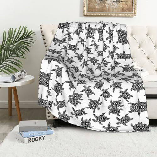 Fleecedecke mit Tiermotiven, Meeresschildkröten, Mikrofaser-Fleece-Decken für Sofa, Bett, Couch und Reisen, 320 g Flanell