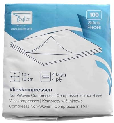 Teqler Vlieskompressen, unsteril 10 x 10 cm