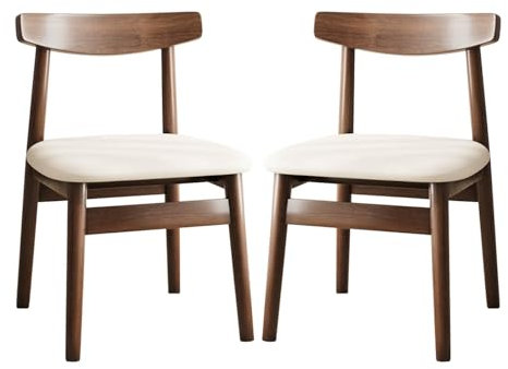 LEIYTFE Chaises De Cuisine Et De Salle À Manger Chaise De Cuisine De Salon en Bois De Noyer Chaises D'appoint Tapissées avec Dossier, Chaise De Salle D'étude du Milieu du Siècle (Color : Beige)