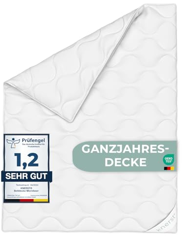 Bettdecke Ganzjahresdecke 155x220 cm - Bettdecke allergikerfreundlich - Decke waschbar - atmungsaktive, temperaturausgleichende Schlafdecke - Farbe: weiß