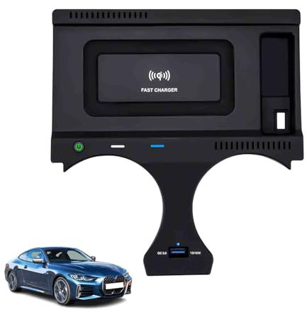 ASHOIH Cargador Inalámbrico Automóvil para BMW iX3(2018-2024) X3/X4(2018-2024) X3M/X4M(2019-2024),para Cualquier Teléfono Móvil Compatible con Qi,Tener Puerto USB Almohadilla Antideslizante