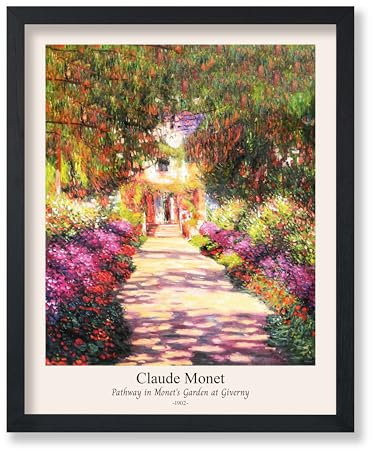 Poster Master Vintage-Poster Claude Monet – Retro Pathway in Monets Garten bei Giverny Druck – Impressionismus Kunst – Blumenkunst – klassische Malkunst – florale Schlafzimmerdekoration – 20,3 x 25,4