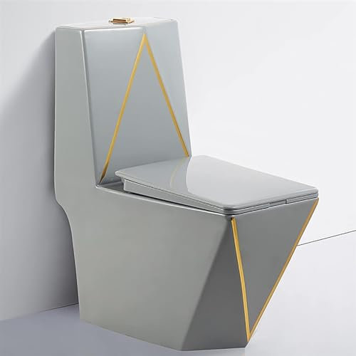 Inodoro de cerámica gris, inodoro súper sifónico, inodoro de doble descarga de una pieza for el baño del hotel en casa, inodoro creativo silencioso(B,680x360x830mm)