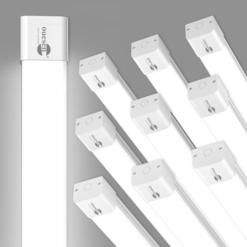 Öuesen 10er Feuchtraumleuchte LED 150cm, 45W 4500LM Röhre, IP66 Wasserfest Leuchtstoffröhre Komplett Werkstatt Deckenleuchte Garagenlampe für Keller Garage Feuchtraum, Kaltweiß 5000K