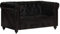qohoio Chesterfield-Sofa 2-Sitzer Schwarz Echtleder Schlafsessel Mit Bettfunktion Schlafsofa Klein