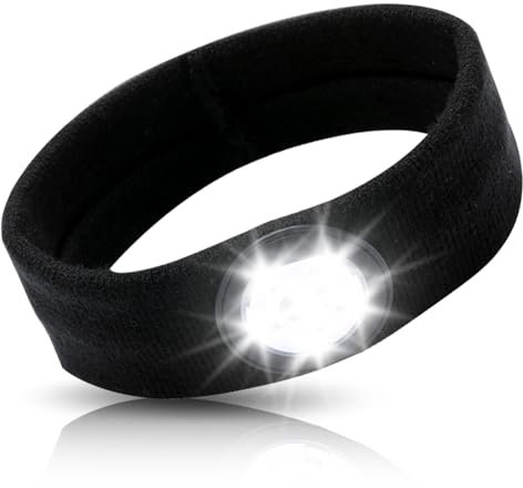 Yuraigm LED Beleuchtetes Stirnband, Stirnband Sport mit Licht für Herren Damen, Wiederaufladbare USB Lauf Stirnbänder Lampe Stirnlampe mit 3-stufiger Helligkeit für Radfahren Camping Wandern Geschenke