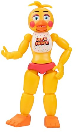 Five Nights at Freddy’s FNF0101 - Toy Chica - 12,5 cm - bewegliche Figur mit Schreckfunktion und Augen, die im Dunkeln leuchten - offizielle Jazwares Figur