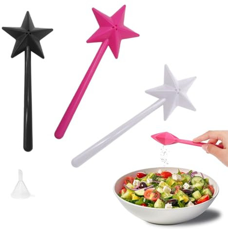 ZEPIQOR 3 Pezzi bacchette magiche per sale e pepe, saliera e pepiera, bacchetta magica a forma di stella per la cucina, sconosciuta bacchetta magica per sale e pepe, saliera e pepe