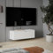 FORTE LIBERTAD moderner Fernsehtisch TV Schrank Lowboard 100 200 300 für Fernseher 55 65 80 Zoll, Wohnzimmer, hängend oder stehend, Weiß Matt, 99,9 cm breit x 35,4 cm hoch x 34,8 cm tief