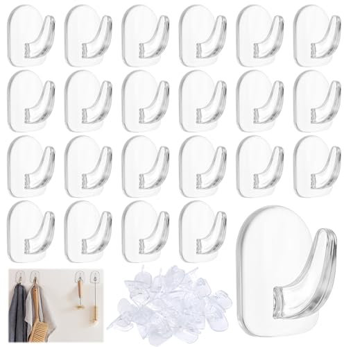 100 Piezas Ganchos Adhesivos Extra Fuertes, 3×2.4cm Ganchos Pared Transparentes Autoadhesivos, Multifuncionales Pequeña Ganchos Adhesivos, Capacidad de Carga Máxima 2 kg, para Cocina, Baño, Dormitorio