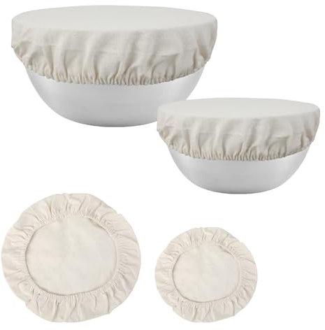 4 Stück Baumwolltuch Brot Backen Bäckertuch Teigtuch Strudeltuch Gärtuch, Bäckertuch für Brot- Gärkörbe für Brot, Gärkorb zum Brotbacken – Bäckertuch zur Teigzubereitung und zum Backen (20 und 25 cm)