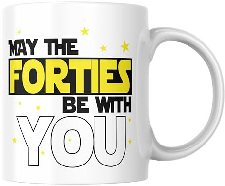 Cheeky Chops May The Forties be with You Coffee Mug, The Ideal 40th Birthday Gift for Man, a Sweet Present for Your Husband, dad, Step dad or Boyfriend.