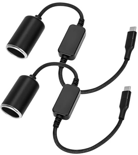 WYMECT USB C to 12V Adapter, USB C to 12V Cigarette Lighter Adapter ，Type C Male to 12V Cigarette Lighter Socket，for Dash Cam Power Bank GPS Car Led Light Strips 2 Pack