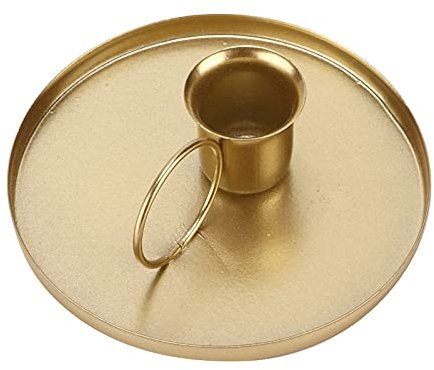ZASCHMOY Porta di Candele in Ferro Battuto retrò con Anello Grande Oro - Supporto per Candelature in Metallo Resistente con Base a Prova di Perdite per Decorazioni per la Casa e Cene a Lume di