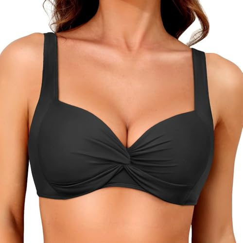 XFSRG Top Bikini da Donna Bikini Push up con Imbottiture Reggiseno Spallacci Regolabili Costume da Bagno per Nuotare Fare Surf sulla Spiaggia（XL）