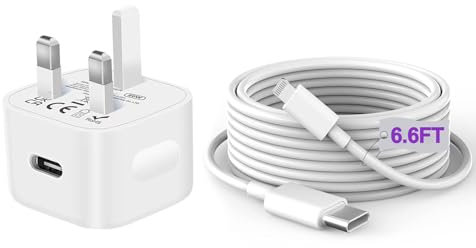 For iPhone Fast Charger [MFi Certified] 20W PD USB-C Power Adapter with 6.6FT USB-C to Lightning Cable for iPhone 14/14 Plus/14 Pro/14 Pro Max/13/12/11/X/XR/XS/SE 2020/8/7/6/6S/Mini/AirPods