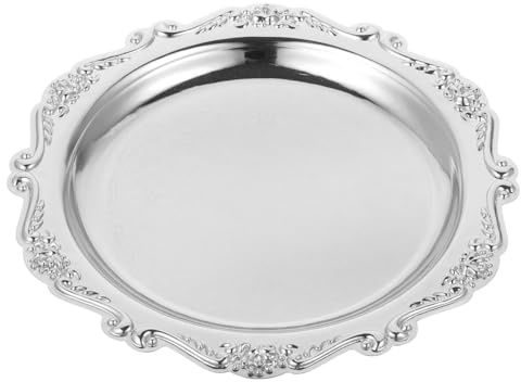 Zerodeko Vintage Silver Wrought Iron Snack Serving Platter Trinket Dish Jewelry Holder Fruit Dessert Tray for Elegant Entertaining and Gift Giving