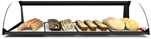 MBH - Neutrale gebogene Vitrine 84 cm, 1 Ebenen, für Gastronomie. Neutrales Glasdisplay für Bars und Restaurants.