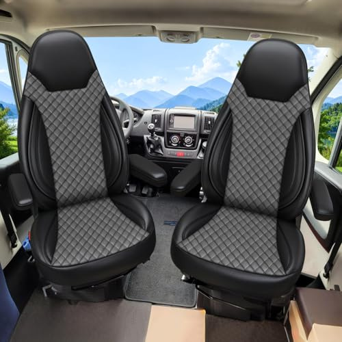 JUDANNA Sitzbezüge Auto für FIAT Ducato Citroen Jumper Peugeot Boxer | Leder Wohnmobil Schonbezüge Autositzbezüge Auto-Sitzschoner Sitzauflagen Sitzbezug Vordersitze