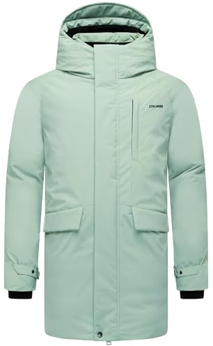STONE HARBOUR Herren warmer langer Wintermantel mit magnetischer Abdeckleiste und Brusttasche Emriis XX S-3XL