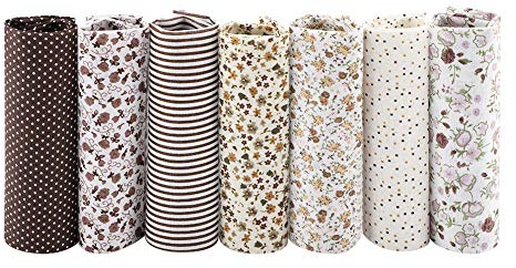 7 Stück Baumwollstoff zum Nähen, 25 x 25 cm Baumwollstoff Meterware Stoffpaket Stoffreste zum Nähen Patchwork Stoffe zum Quilten DIY Basteln Handwerken (Kaffee Point)