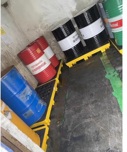 NURUGURE Auffangwanne für Fässer, 140-Liter-Öltank-Auffangwanne, modulare Polyethylen-Auffangplattform, robuste Auffangwanne für Garage, Lagerhalle und Keller